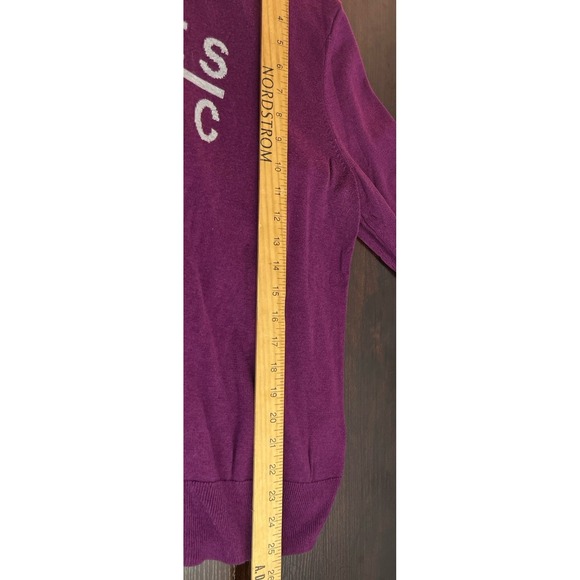 HALOGEN Pullover Sweater XL P Plum Purple Tres‎ Chic Graphic Crew Neck Graphic - Picture 6 of 7